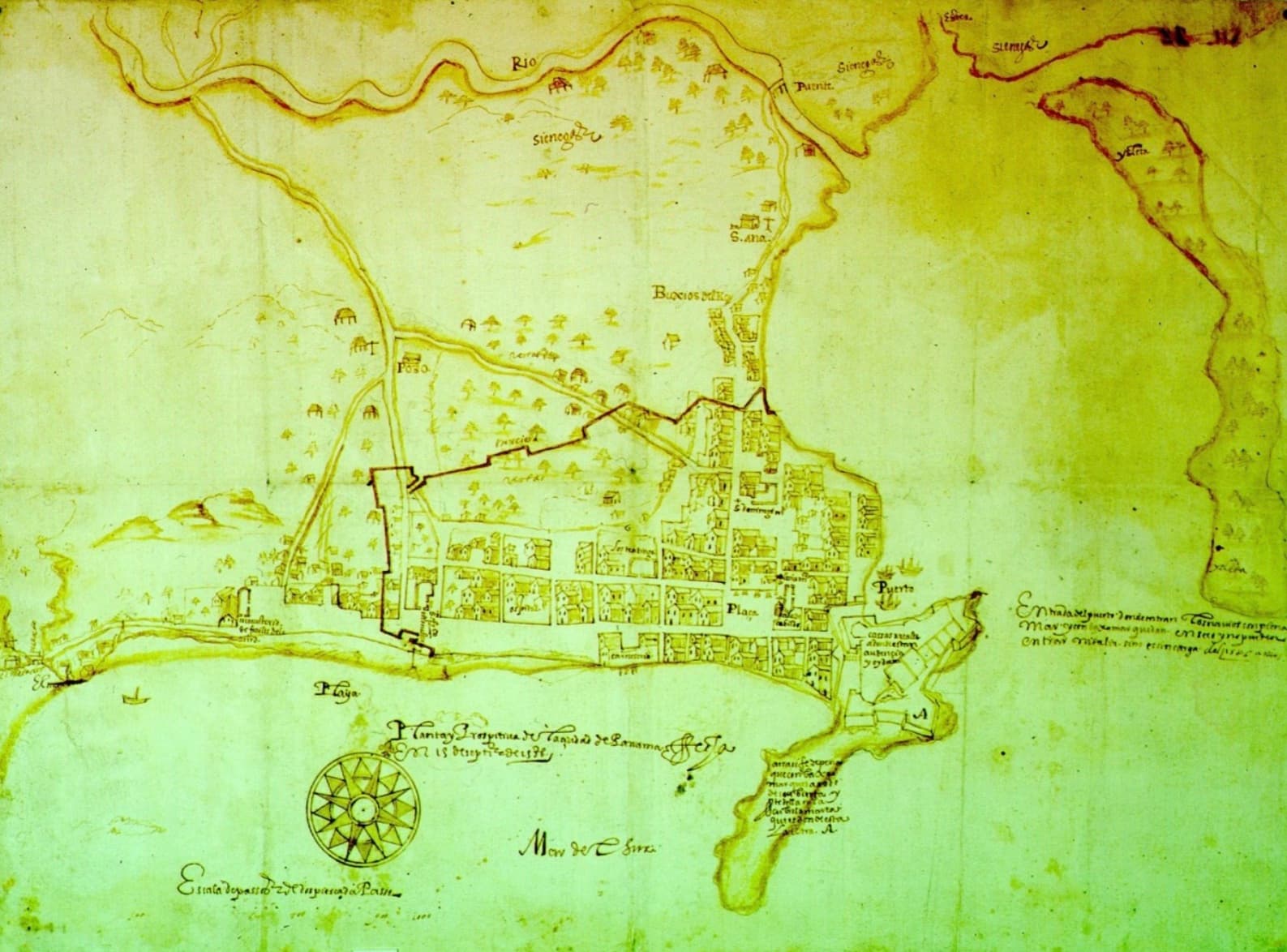 Planta y perspectiva de la ciudad de Panamá