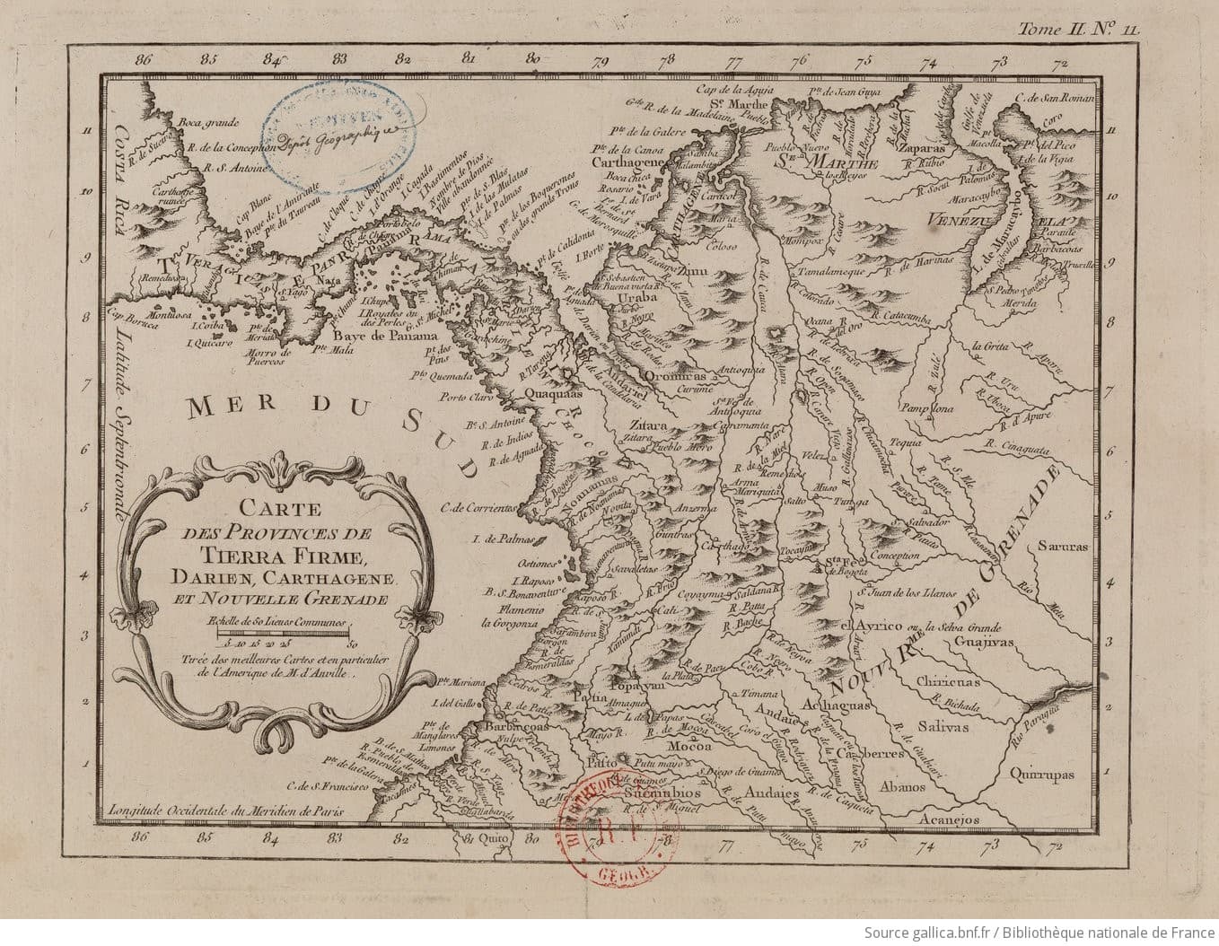 Carte des provinces de Tierra Firme, Darien, Carthagene et Nouvelle Grenade