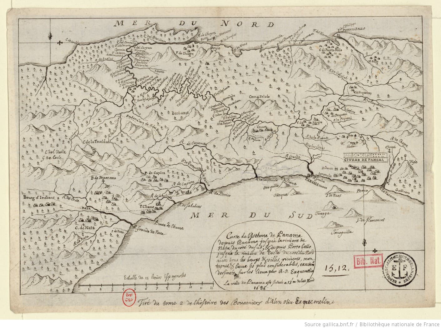 Carte de l'Isthme de Panama depuis Panama jusqu'à la rivière de Nata
