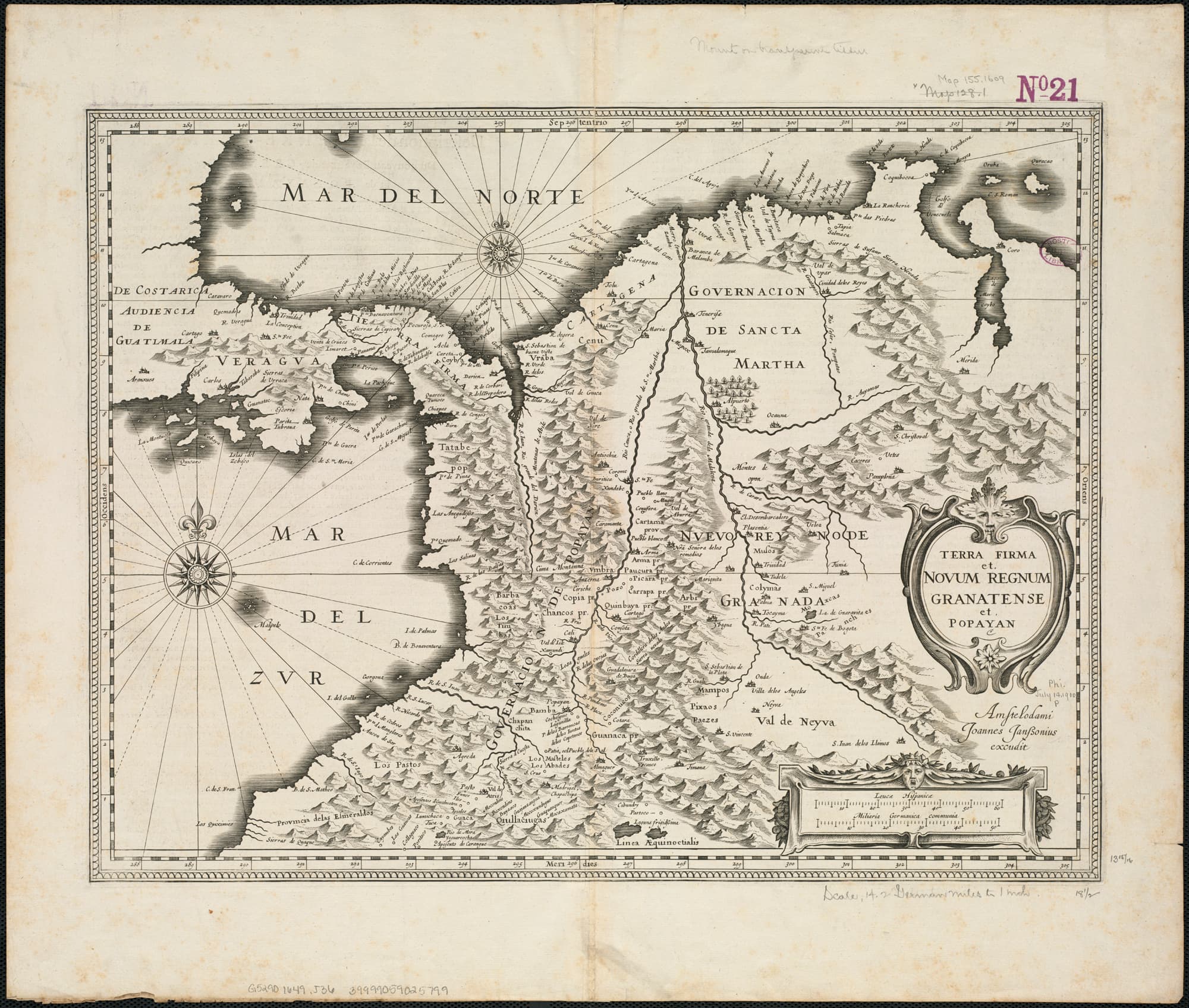 Terra Firma et Novum Regnum Granatense et Popayan — Janssonius