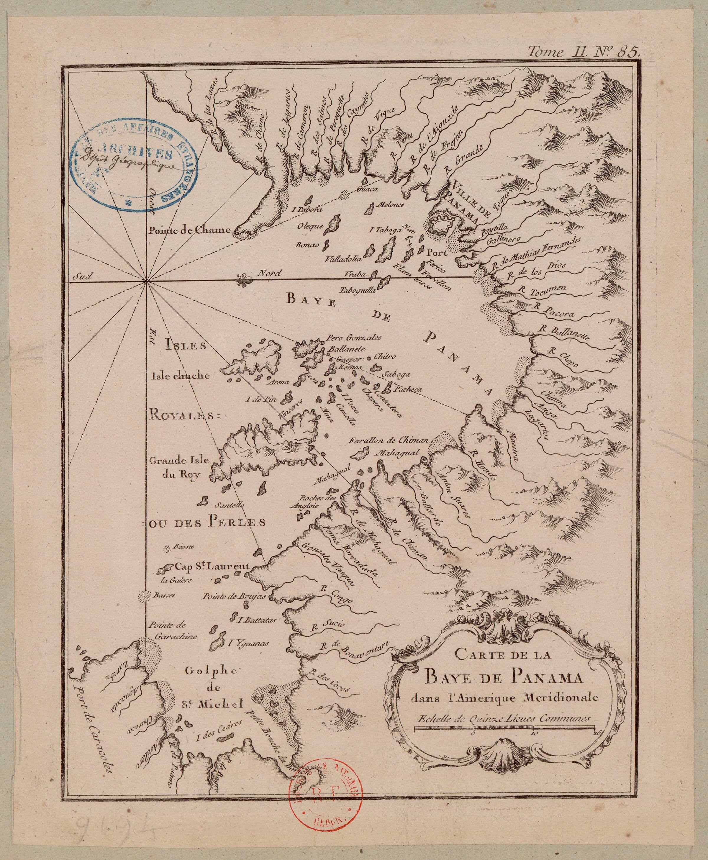 Carte de la baye de Panama dans l’Amérique Méridionale